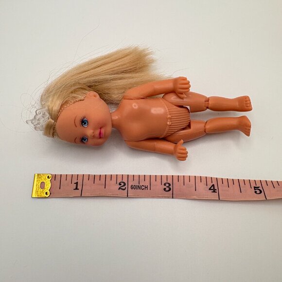 Simba Princess Blonde Long Hair Tiara Doll 4.5" Blue Eyes Vintage (SKU: 334TO) - Picture 8 of 8